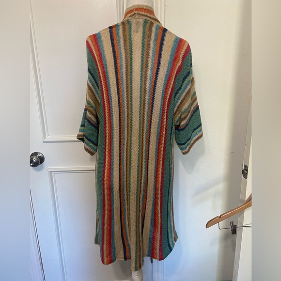 Ralph Lauren long line open front stripe knit cardigan size M - Picture 4 of 7